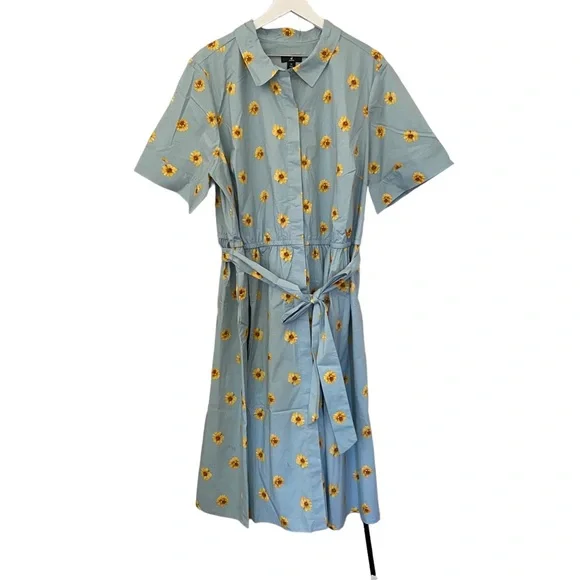 Jason Wu | Dresses | Jason Wu Floral Sunflower Button Front Belted Midi  Dress Womens Plus Size 3x | Poshmark